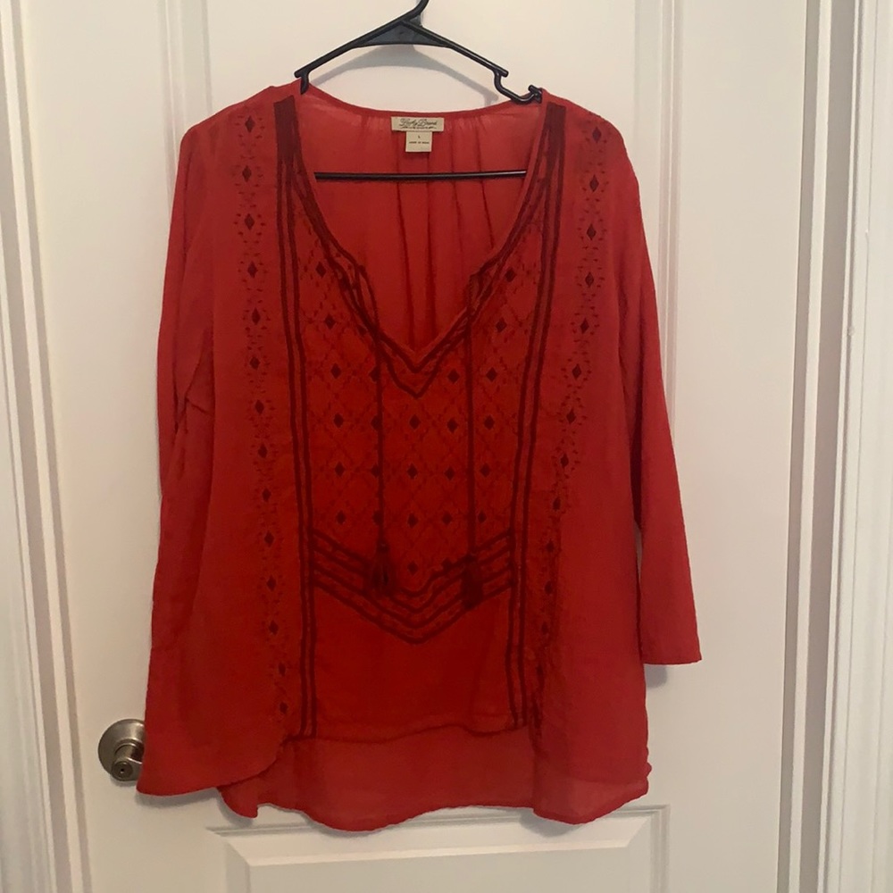 Lucky Brand Red Boho Top